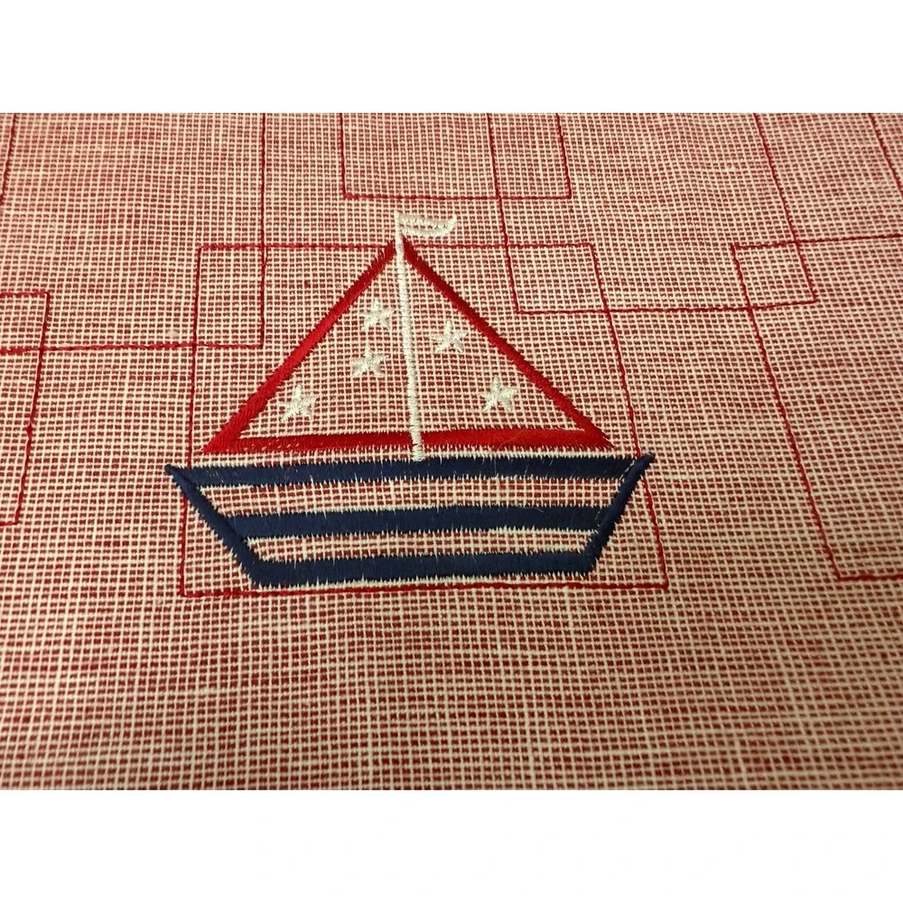 New Red Rich Home Sailboat Placemats 2 Sets Of 4 Ocean Nautical 13.5